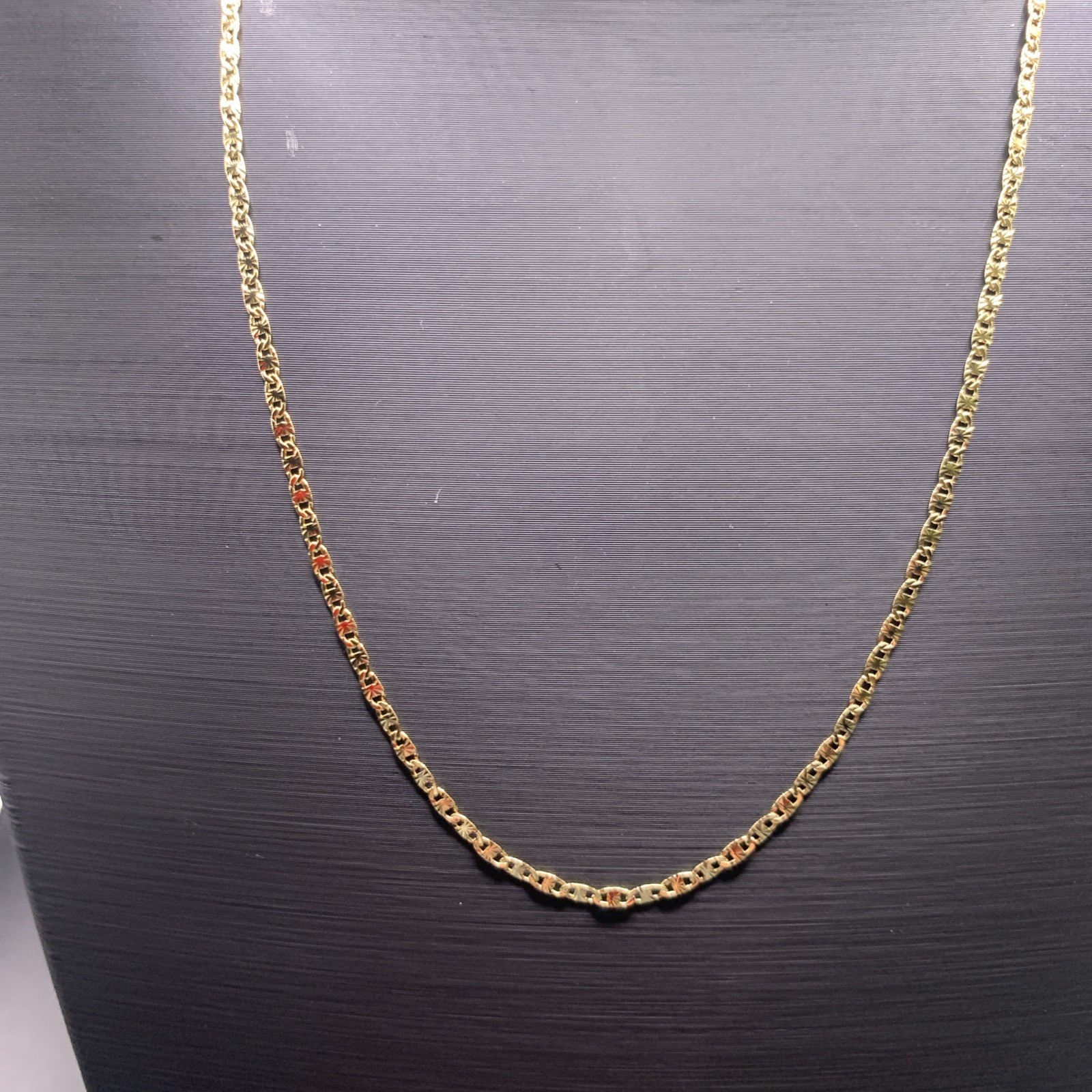 18k Yellow Gold Filled Diamond Cut Mariner Necklace 24”