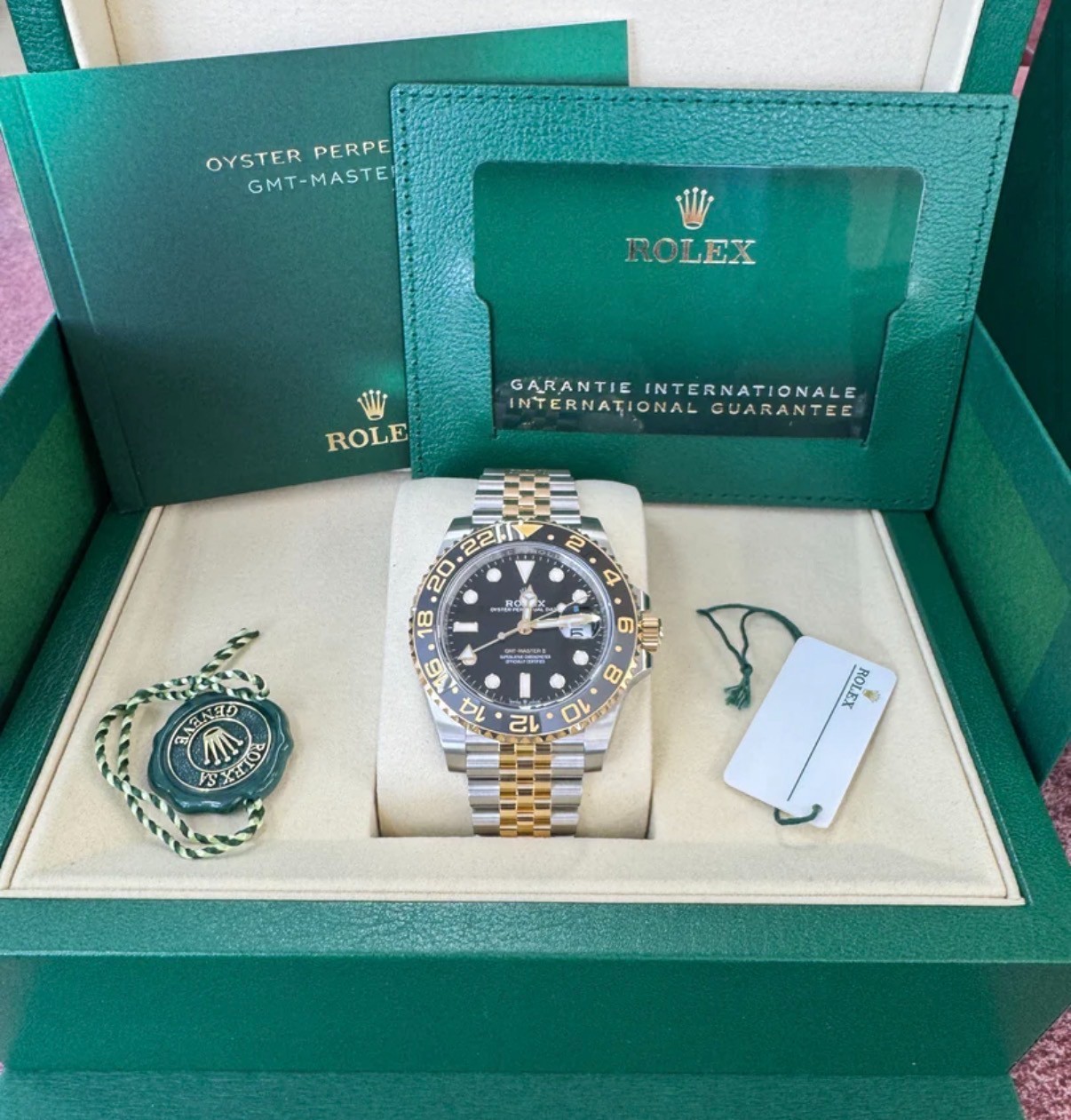 Rolex GMT-Master II 126713GRNR Gold and Silver Jubilee Bracelet with Black Bezel