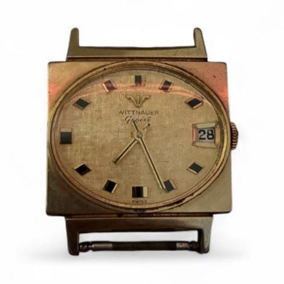 Wittnauer Genève Unisex Automatic Mechanical Square Gold Dial Stick Date