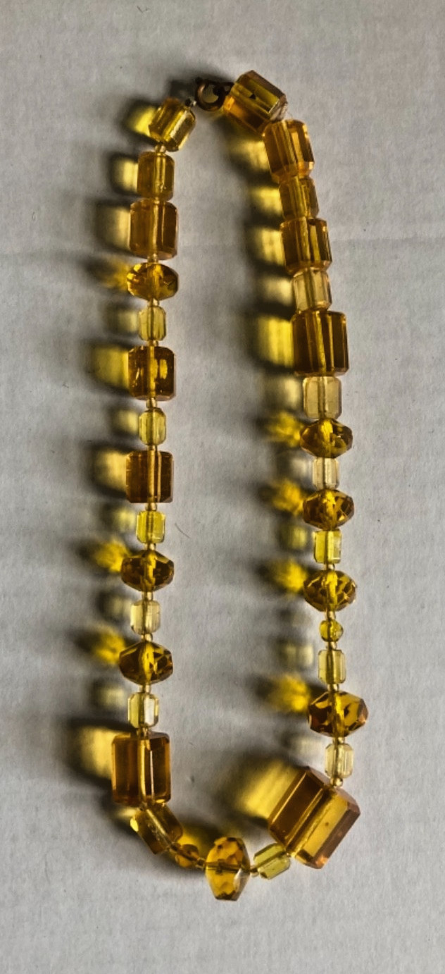 Antique 1930’s ART DECO Czech Glass Faceted Beads CUBES 16″