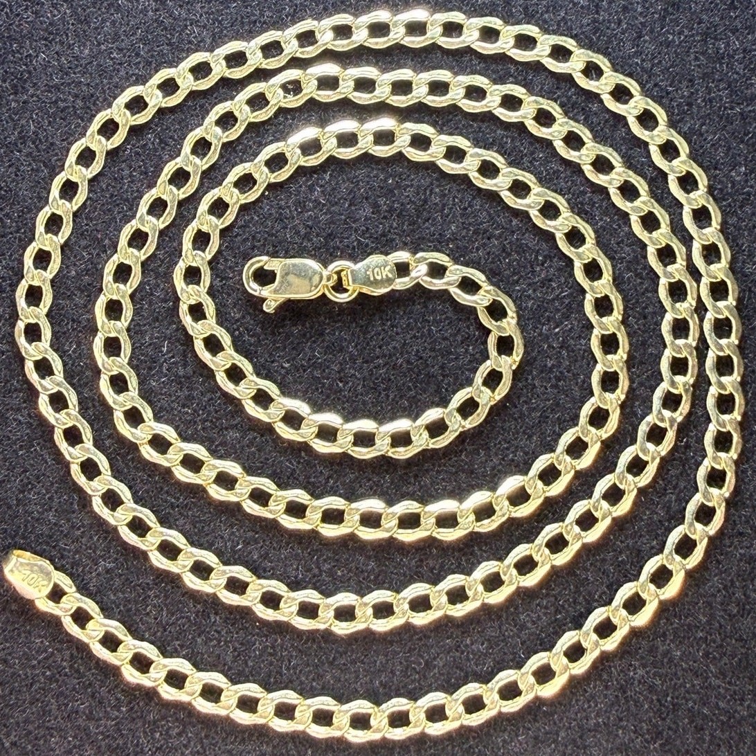 Solid 10k Yellow Italian Gold Cuban Link Chain Necklace 16″ Long 2.7mm Wide