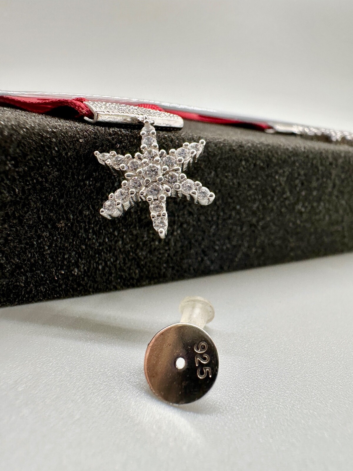 HEFANG Red Ribbon Full Zircon Earrings Stud Dangle Women Christmas Jewelry Gift