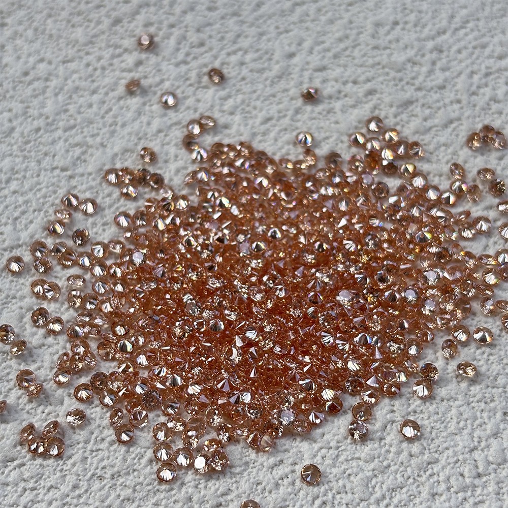 1000pcs 0.8mm~15mm Round Shaped Champagne Loose Zirconia for Ring DIY Crafting