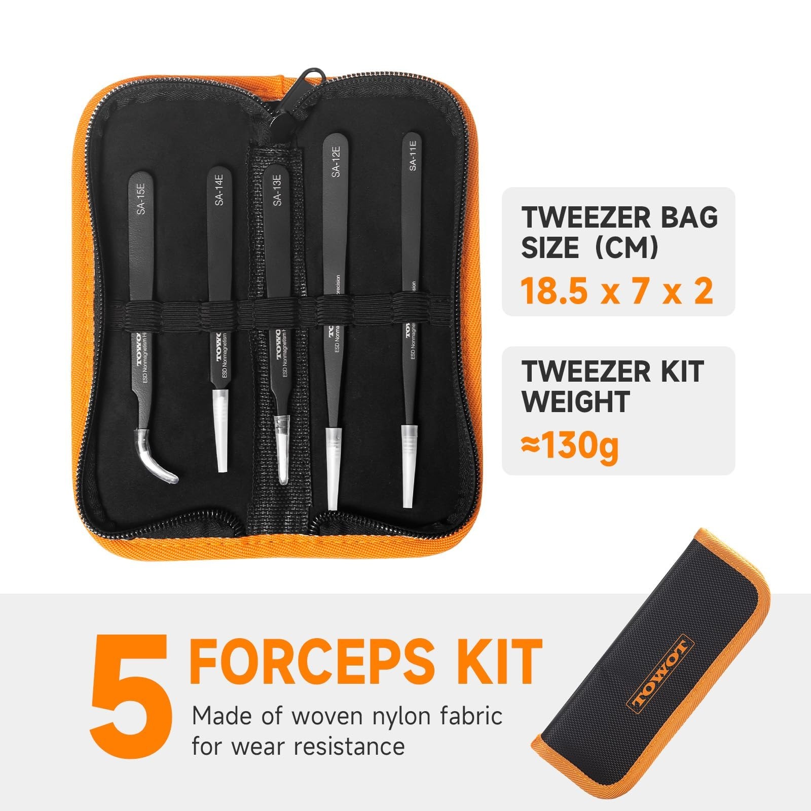 5 PCS Precision Tweezers Set – Anti-Static Stainless Steel for Craft, Electronic