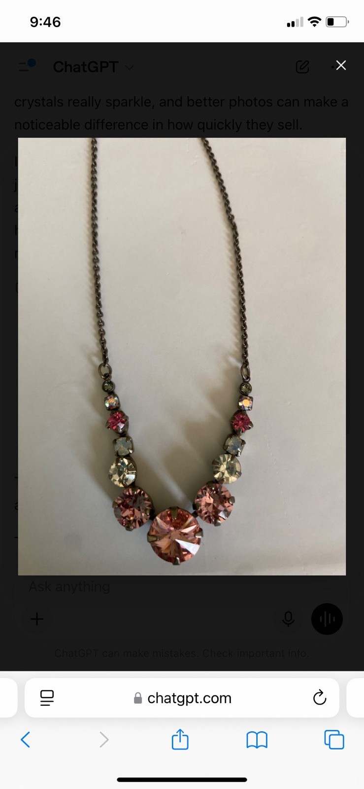 Sorrelli Signed Silver Plated Pink Crystal Statement Necklace Adjustable