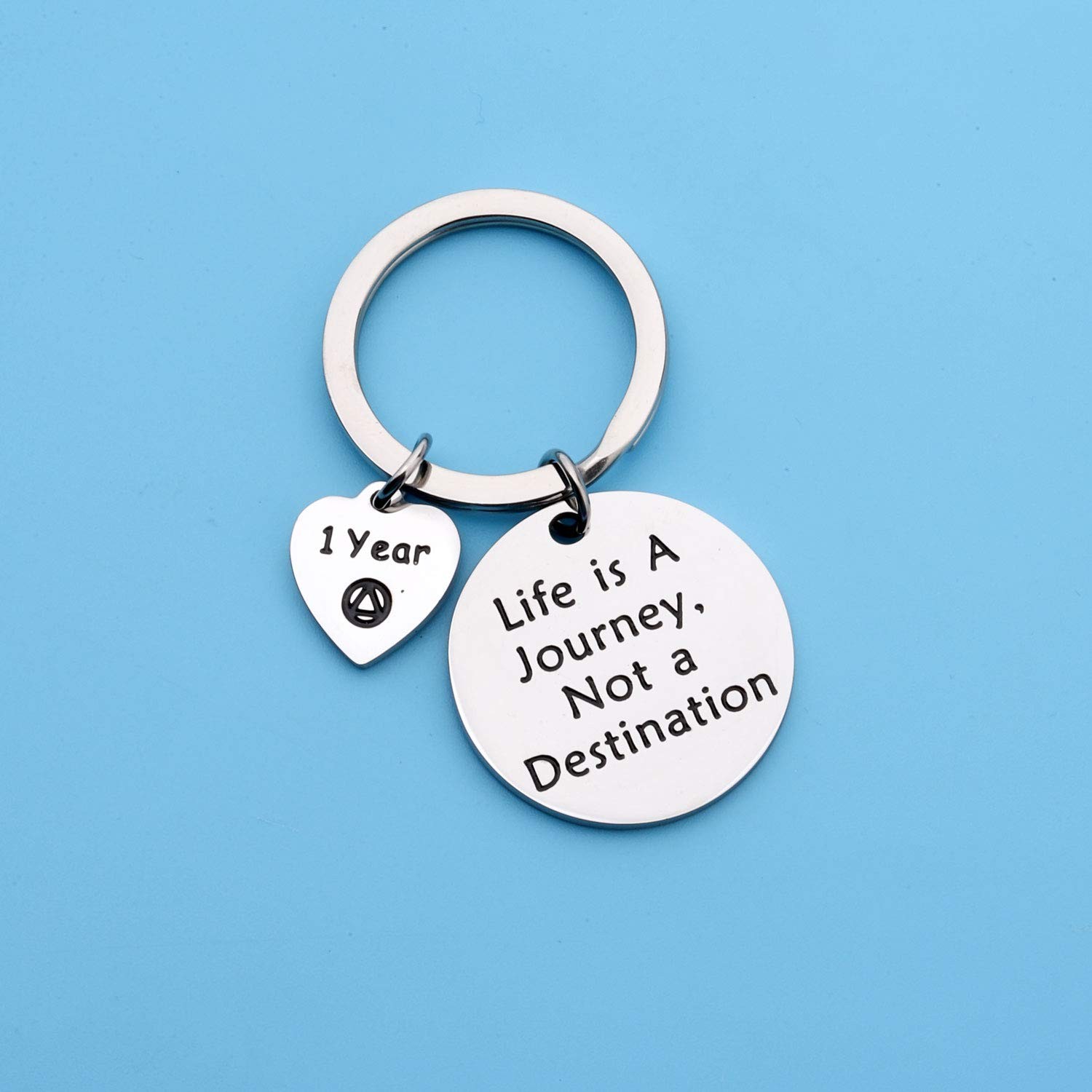 Sober Gift Sobriety Anniversary Keychain Life is Not A Destination 1 Month 6 Mon