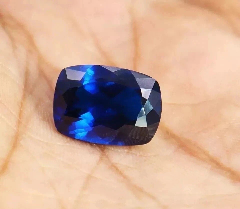 10.56 Ct Lab-Created Bauble Blue Sapphire Cushion Cut Certified Loose Gemstones