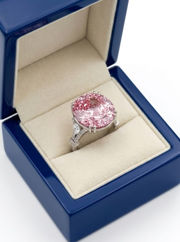 RARE 5.00 Ct Certified Round Cut Pink Natural Diamond Ring White Gold Finish