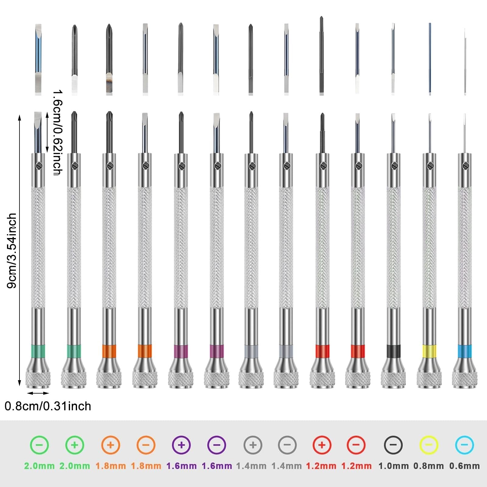 26 Pcs Precision Screwdriver Set for Watch Repair, Eyeglasses & Jewelry – 0.6-2.