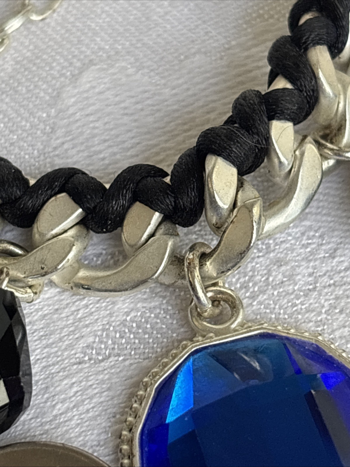 Park Lane Fascinated Necklace Satin Brushed Silver Tone Blue Black & Bns Earring