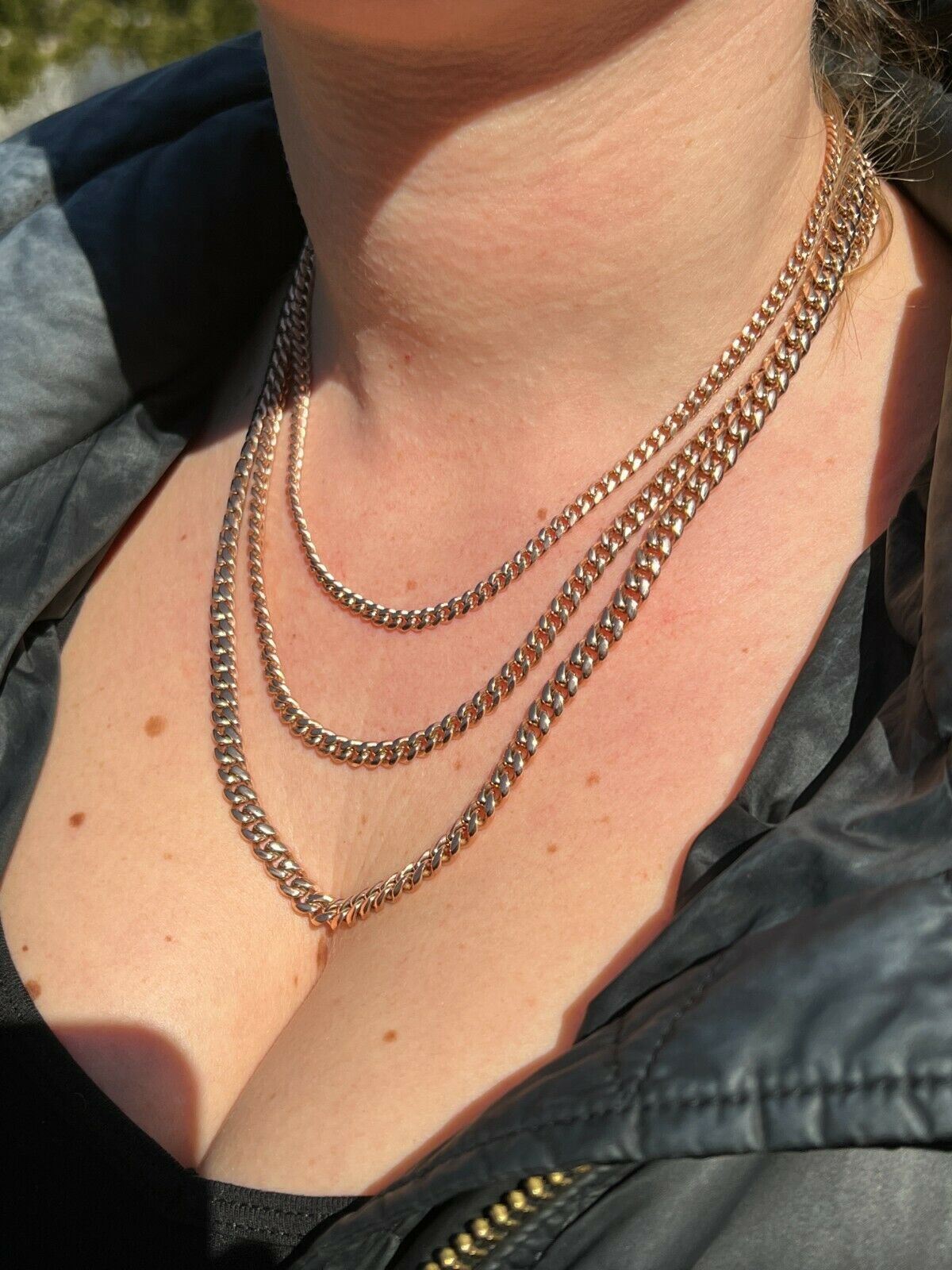 Miami Cuban Link Chain Necklace / Bracelet Rose Gold Plated Stainless Box Lock