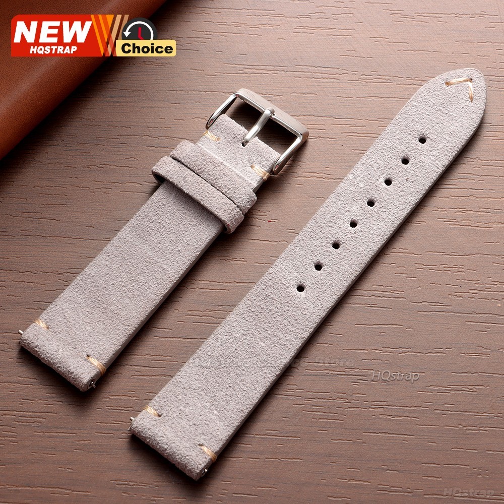 18 19 20 21 22 MM Soft Suede Leather Vintage Strap Watch Band Quick Release
