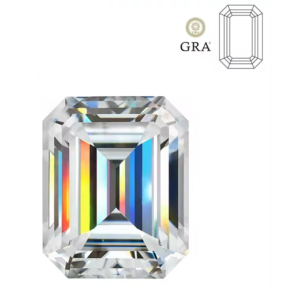 US 1-10CT Emerald Cut Loose Moissanite Stone D VVS1 Gemstones for Jewelry Making