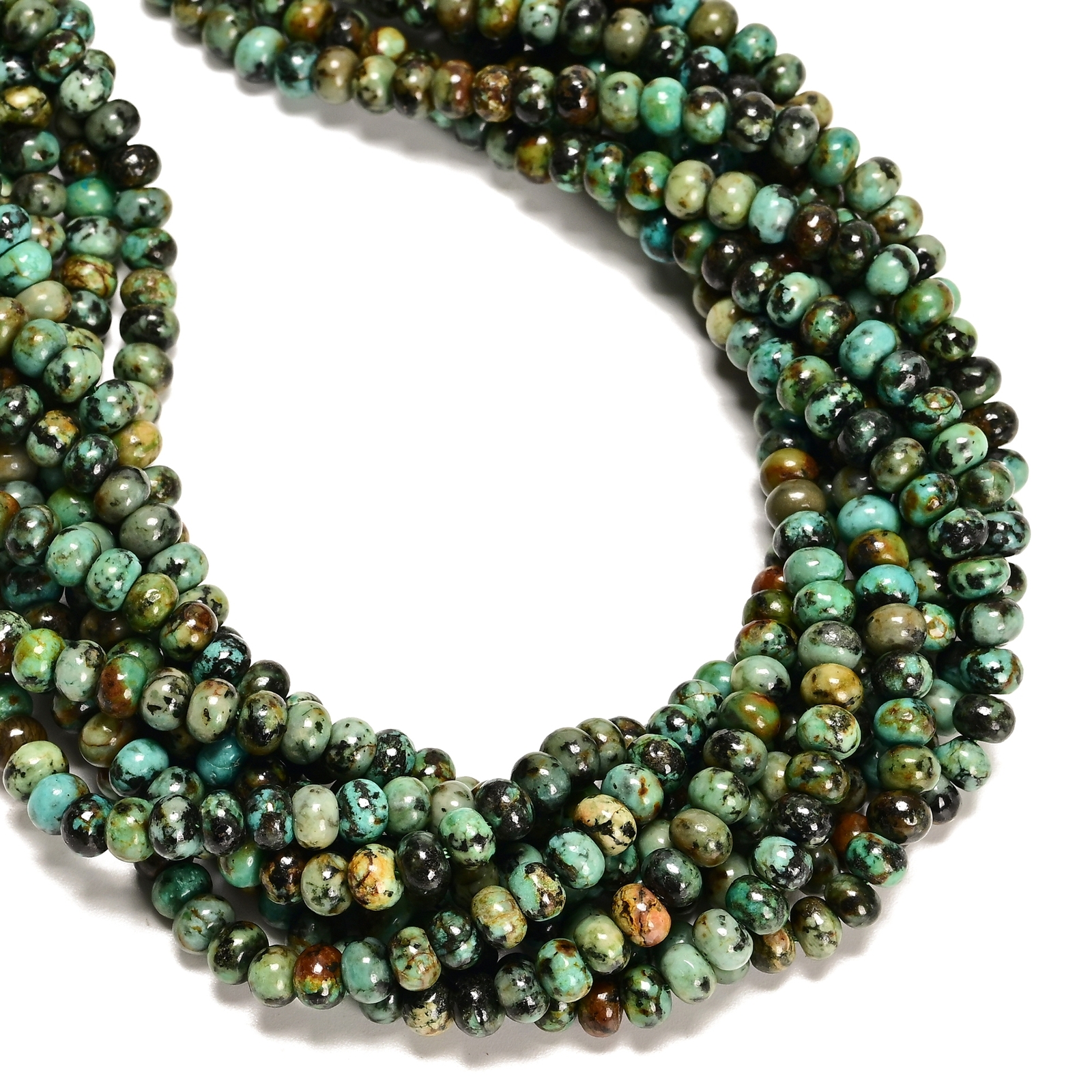 Natural African Turquoise Smooth Rondelle Beads Size 4x6mm 5x8mm 15.5” Strand