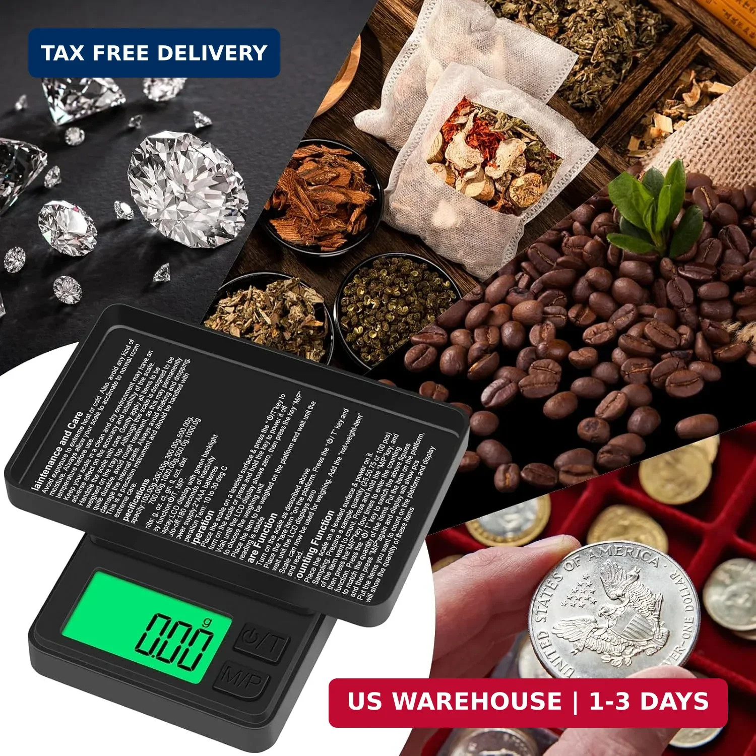 Digital Pocket Scale 1000g x 0.01g, Diyife Portable Precision Gram Scale Jewelry