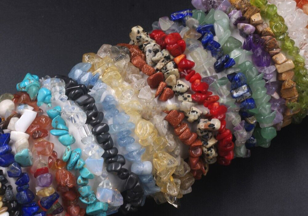 Natural Gemstone 5-8mm Chip Beads Stretchy Bracelet Reiki Chakra Fashion Jewelry