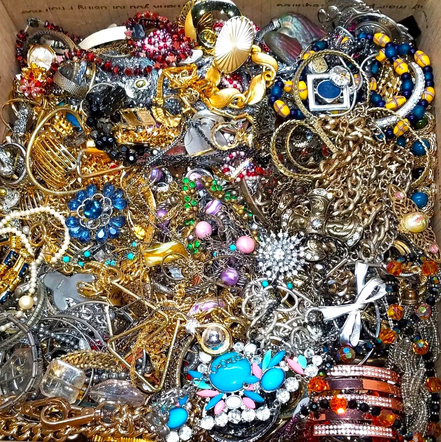 3 Lbs Old Unsorted Jewelry Lot Vintage & Modern + Junk & Wear & Resell Tangled