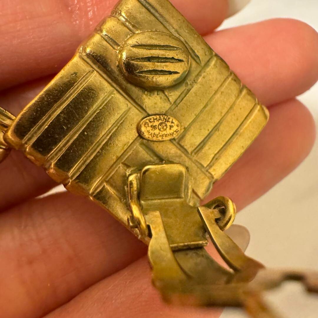 CHANEL Earrings Coco Mark Metal Gold Authentic Guaranteed Used