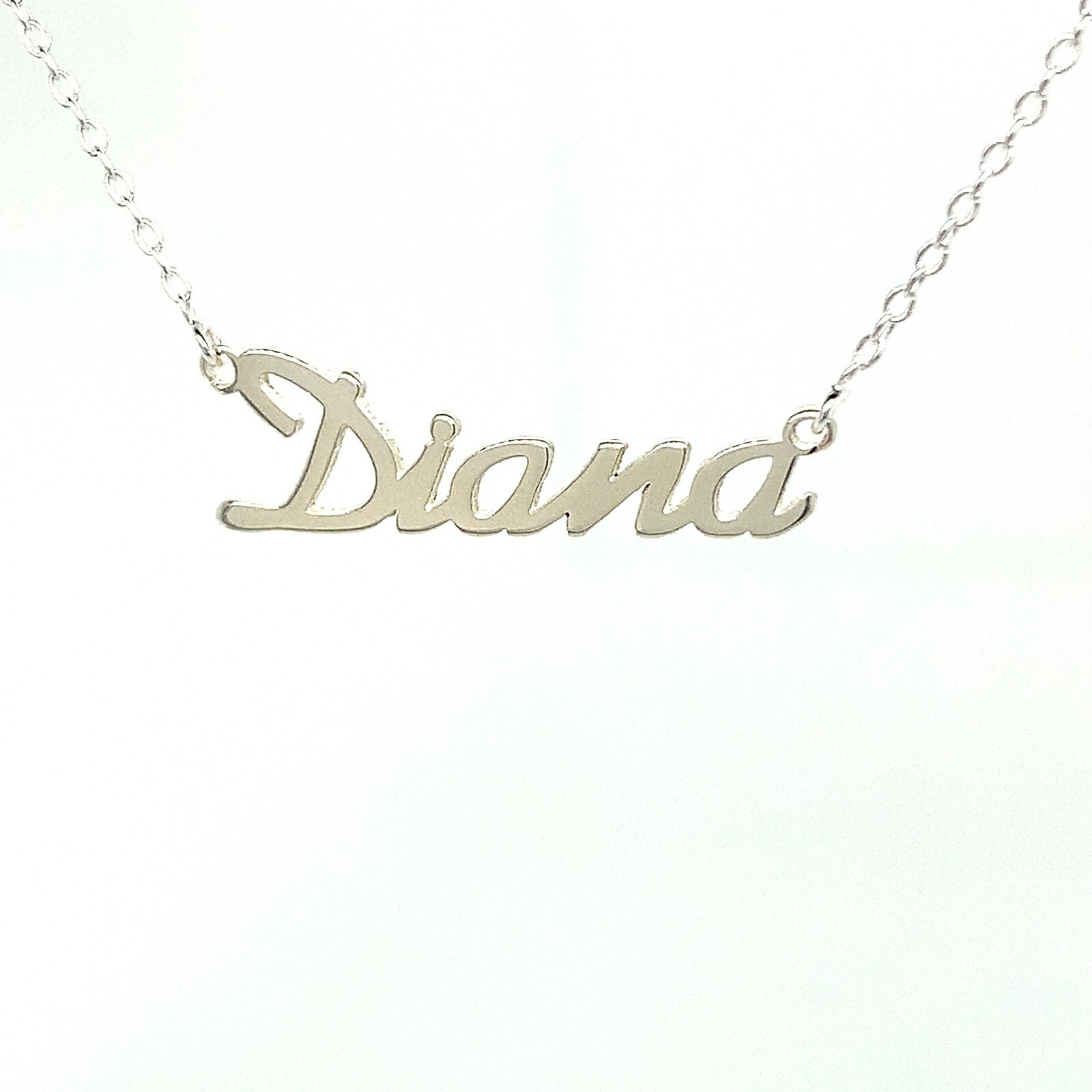 Diana Name Plate Necklace Pendent Sterling Silver female Personalized Custom