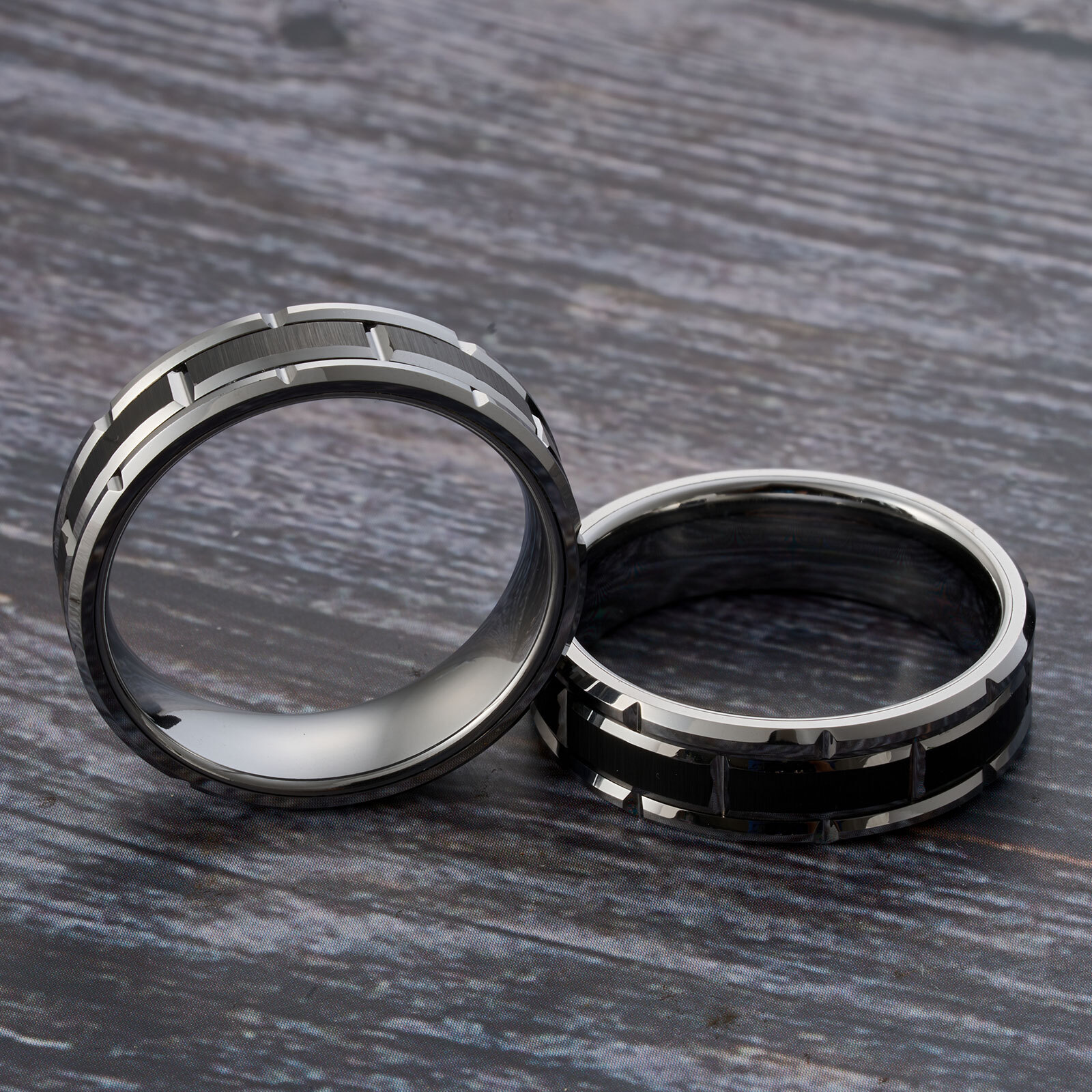 8mm Black/Sliver ATOP Jewelry Brushed Carbide Comfort Fit Mens Wedding Band
