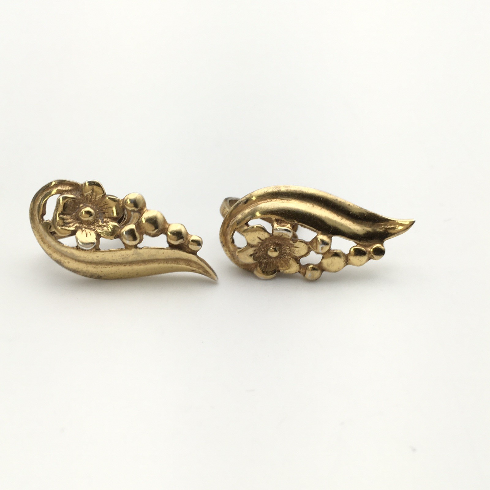 Vintage Sterling Silver Gold Dip Flower Screw Back Earrings 7g #87