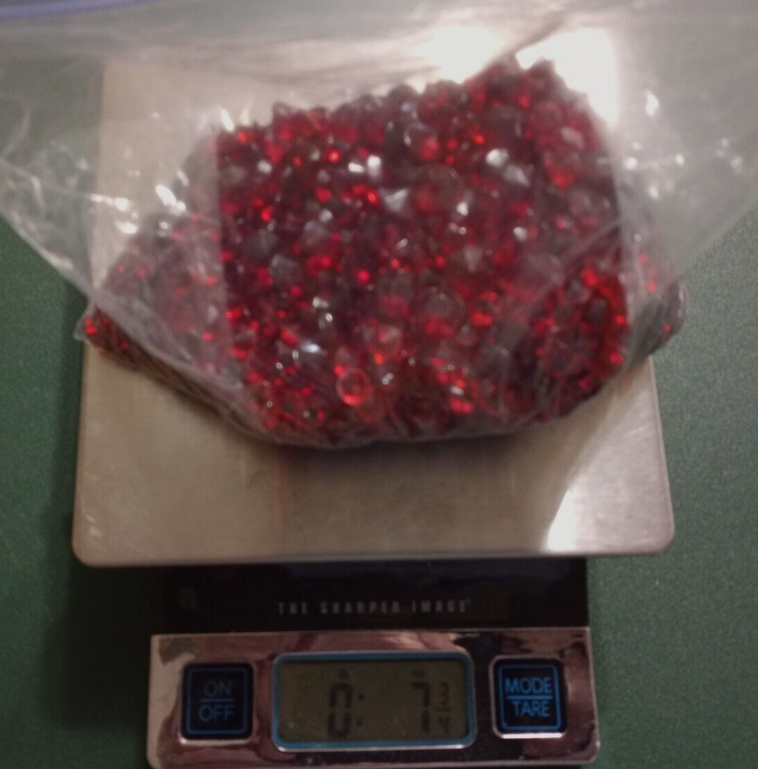 Red Rhinestone Chaton Lot About 2000 Faceted Pointed Back Acrylic 3 Sizes Crafts