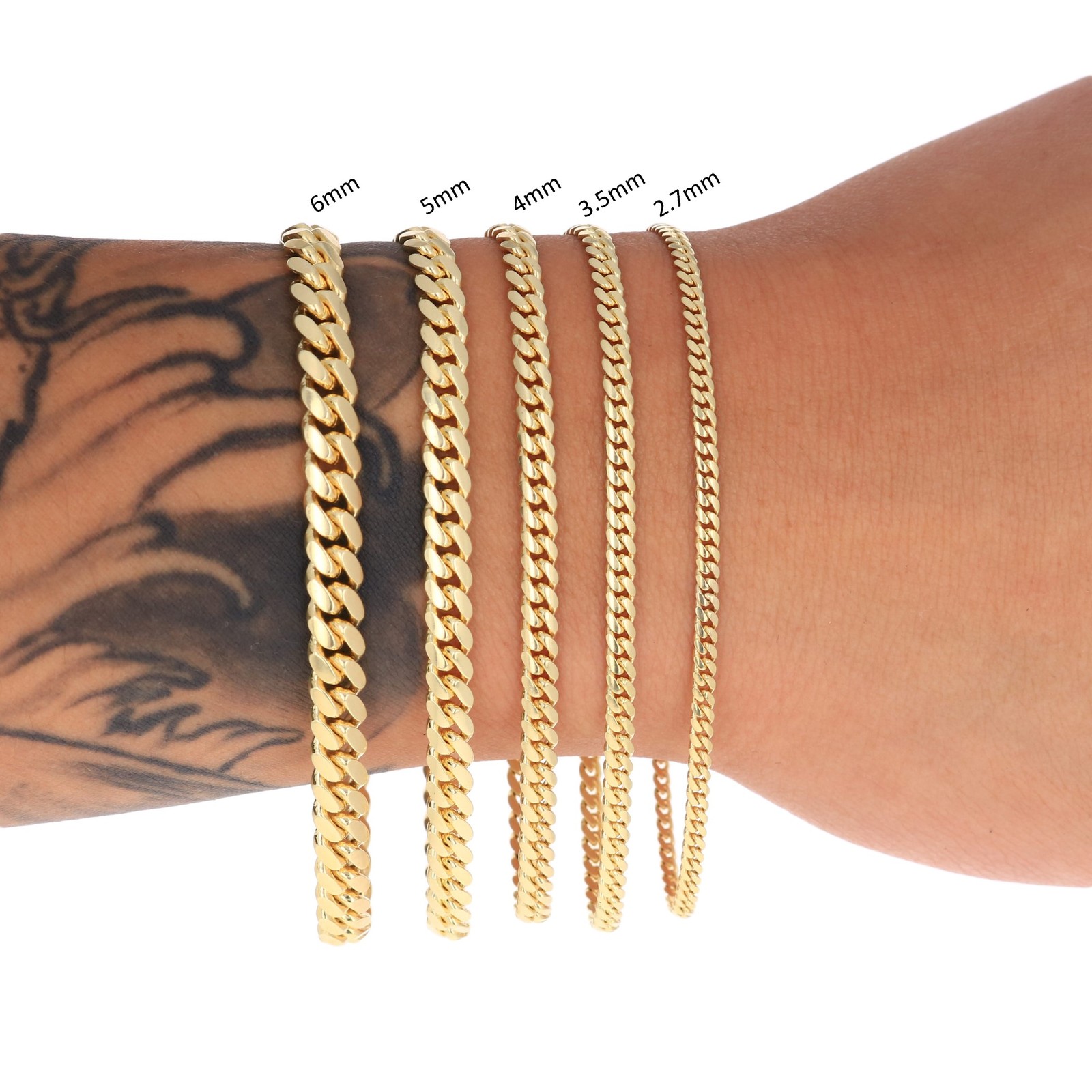 14K Yellow Gold Solid 2.7mm-11mm Miami Cuban Chain Link Necklace Bracelet 7″-30″