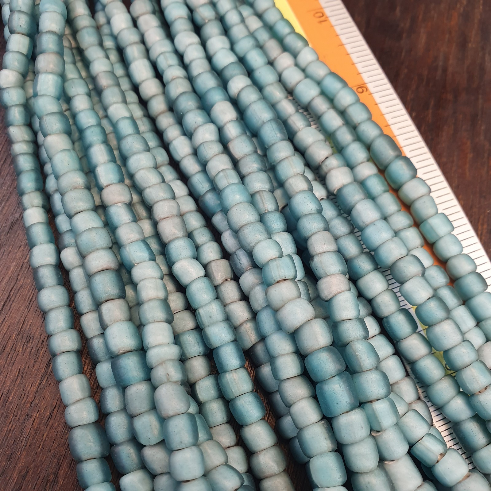 Sky blue white heart 5.5-7 mm Czech Republic glass beads long strand necklace