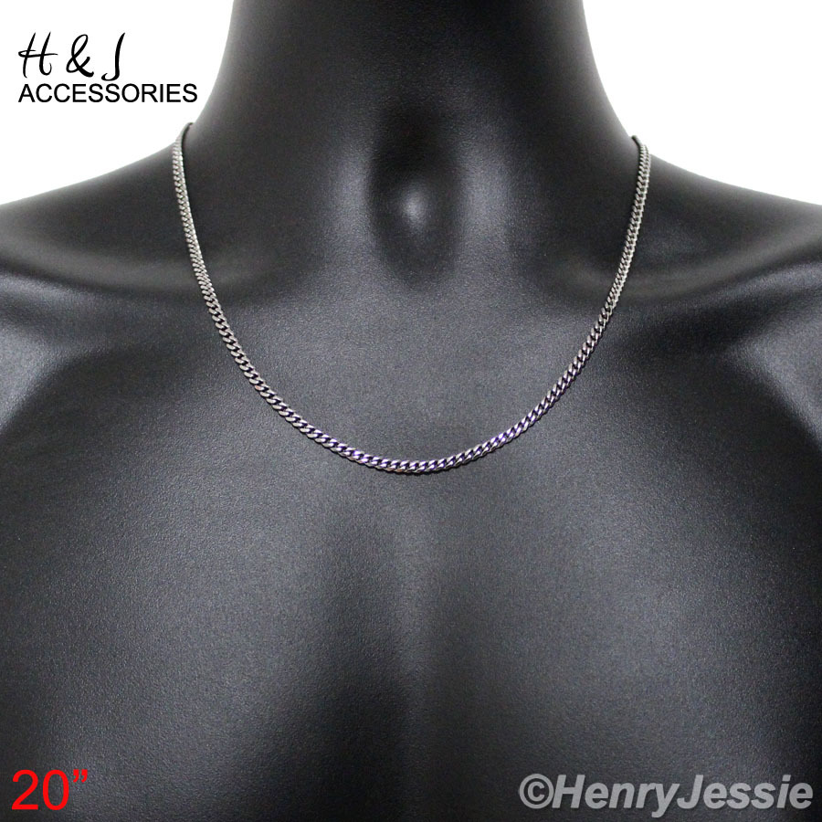 18-36″MEN 316L Stainless Steel 3mm Silver Classic Cuban Curb Link Chain Necklace