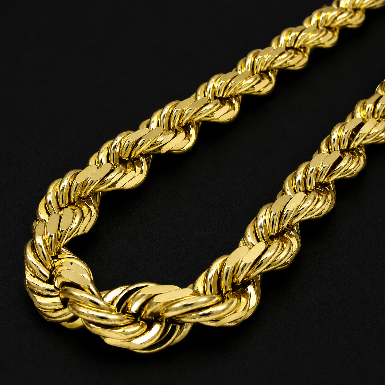 1MM to 10MM 10K Yellow Gold DIAMOND CUT ROPE Chain Necklace 16″-30″
