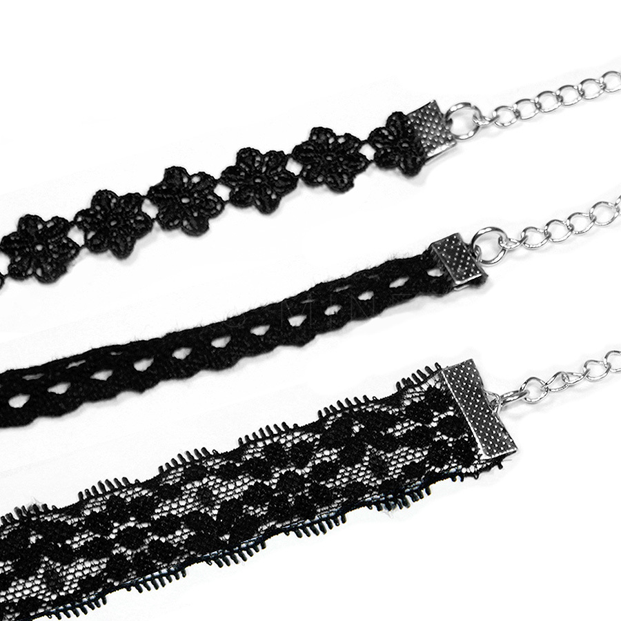 Black Lace Choker Flower Tattoo Gothic Vintage Collar Necklace 90s