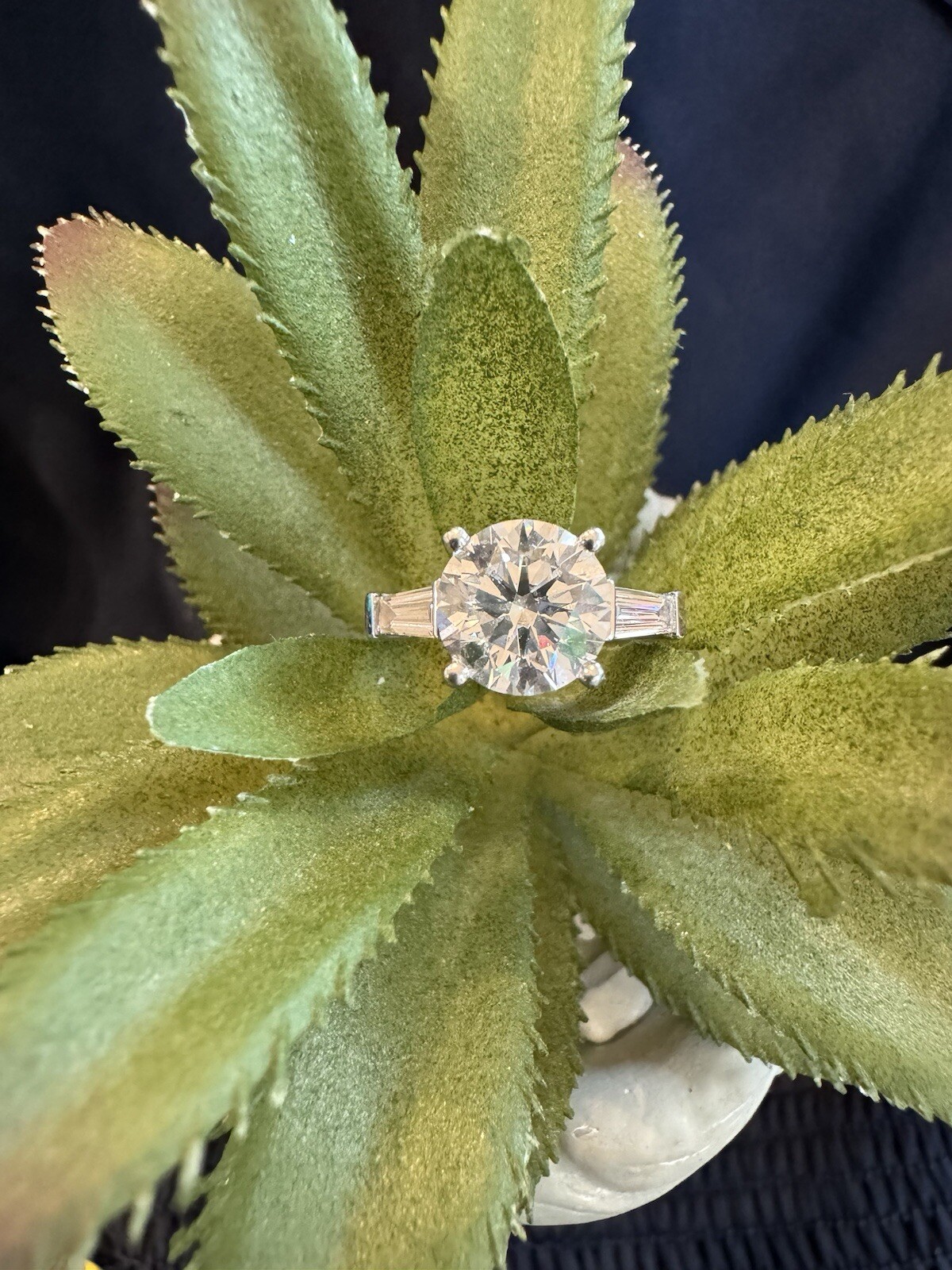 2.55ct G, VS2 Tapered Baguette Diamond Engagement Ring