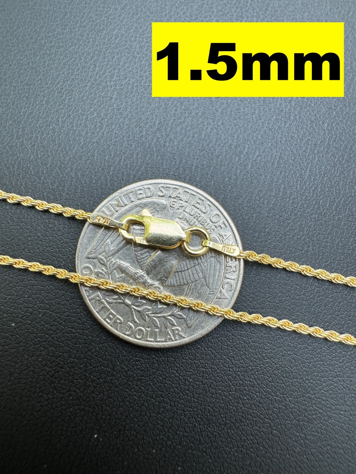 Men’s Women’s Real 14k Gold Plated Solid 925 Sterling Silver Rope Chain 1.5-5mm