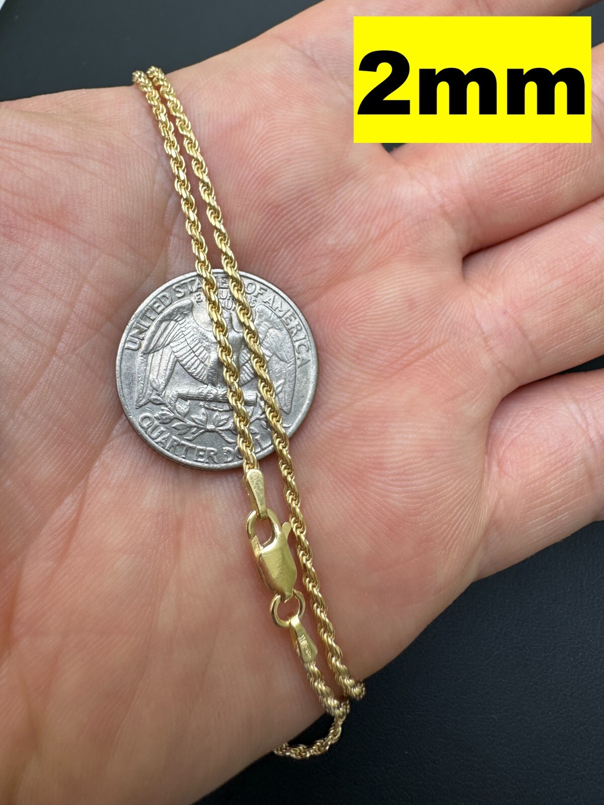 Men’s Women’s Real 14k Gold Plated Solid 925 Sterling Silver Rope Chain 1.5-5mm