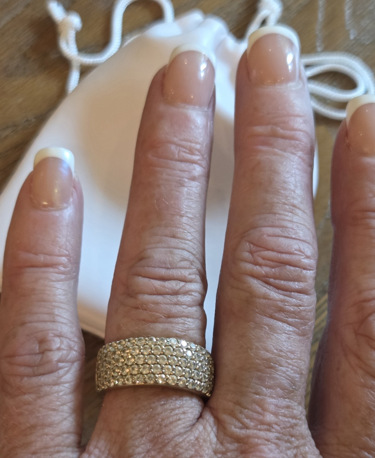 Swarovski Crystal Pave Ring – 925 Yellow Gold Over Silver- Size 6