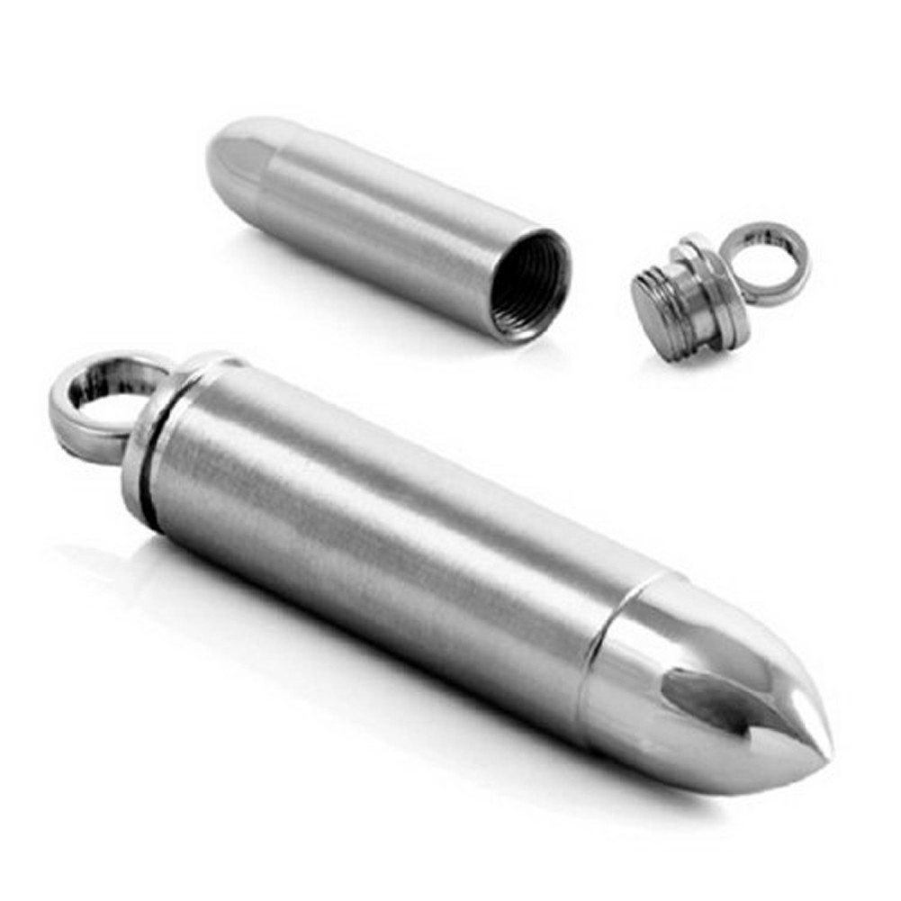 Bullet Urn Necklaces for Ashes Stainless Steel Cremation Jewelry Memorial Chain