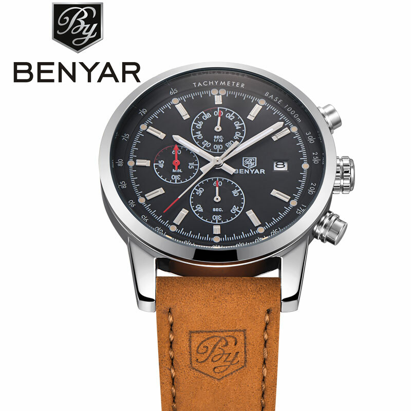 BENYAR Men’s Watch Chronograph Japan Quartz Watches Male Waterproof Wristwatch
