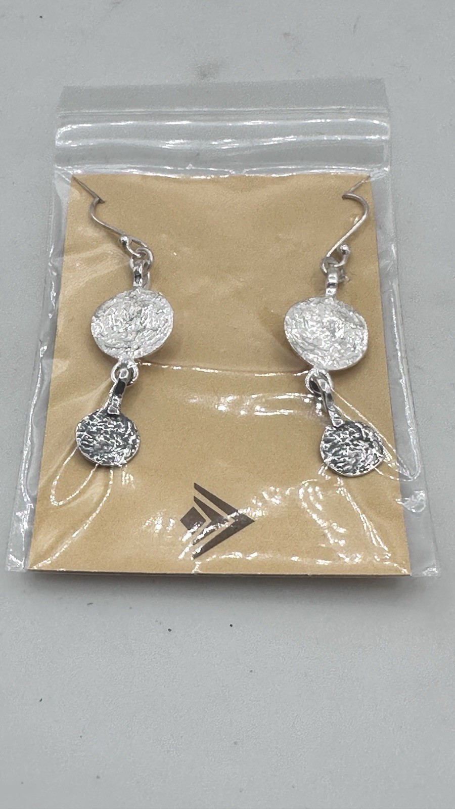 Silpada 925 Sterling Silver Textured Disc Dangle Earrings NOS Artisan Modern