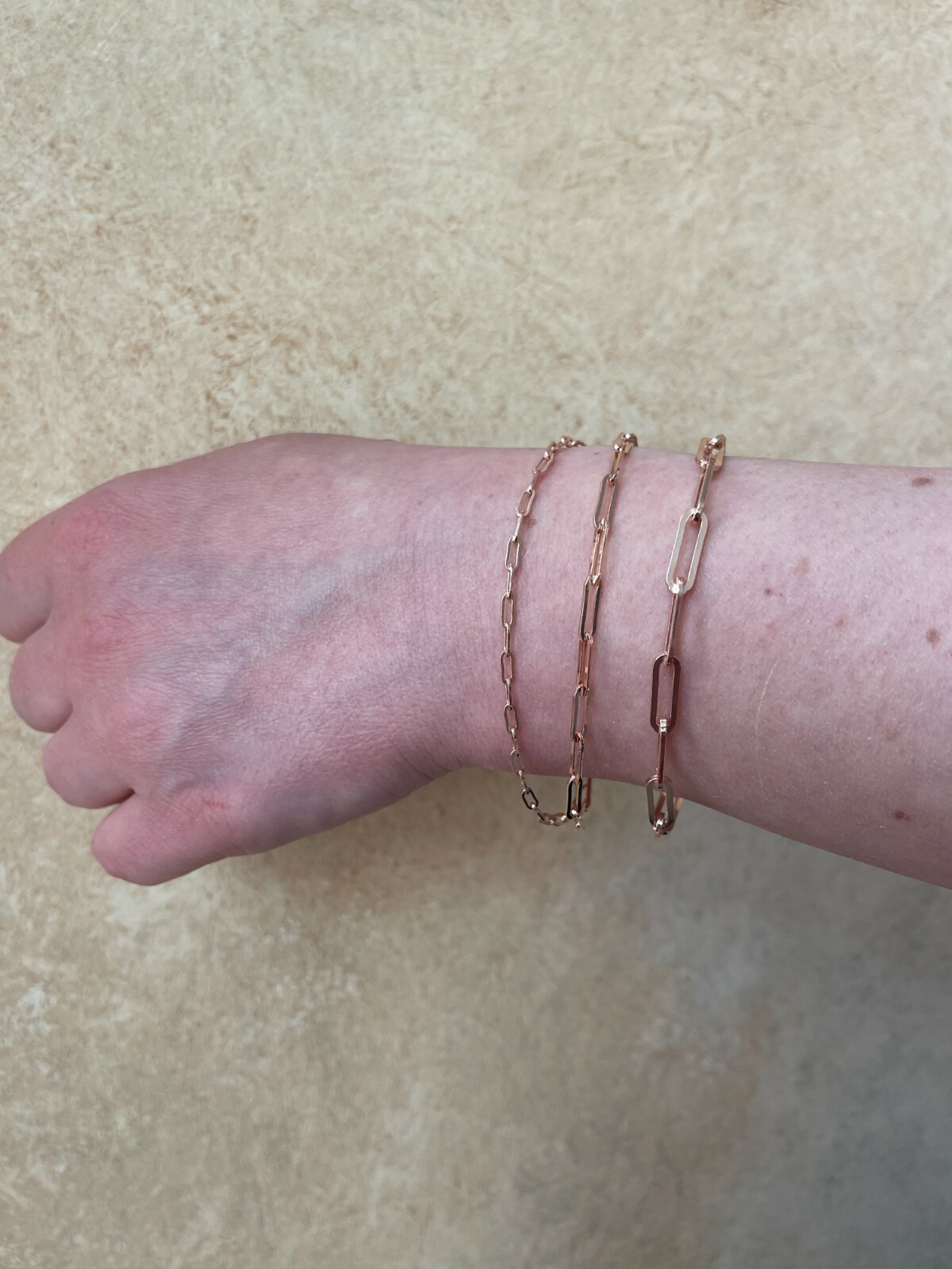 14k Rose Gold Plated 925 Sterling Silver Paperclip Bracelet 2.5mm-4mm 6-8.5″