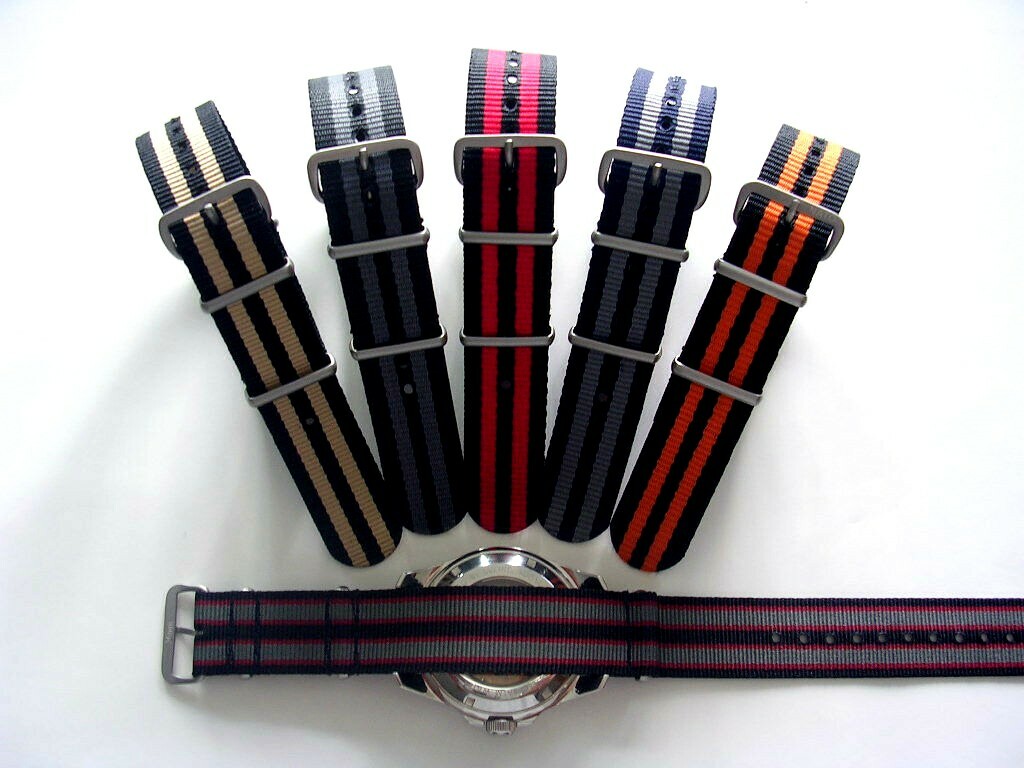 20mm Black Grey NATO G10 weekend Nylon watchband strap 2pak RAF Bonded IW SUISSE