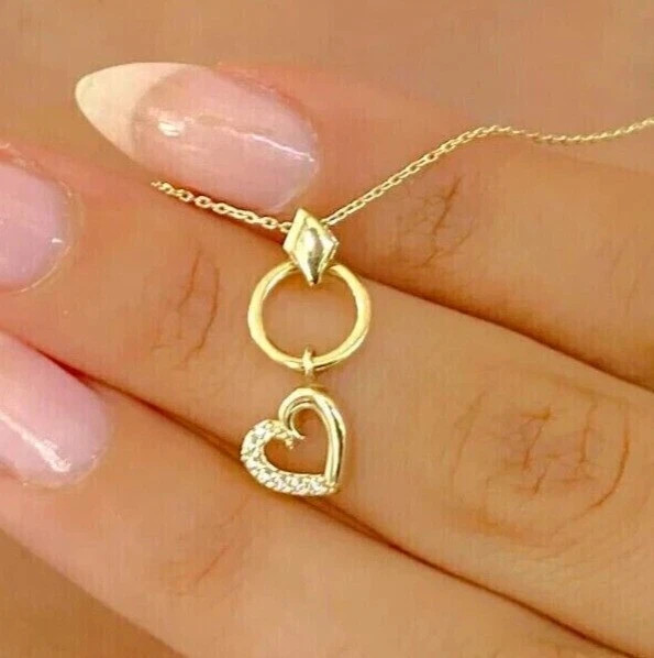 1Ct Round Cut Lab Created Diamond Women’s Wedding Pendant 14K Yellow Gold Plated