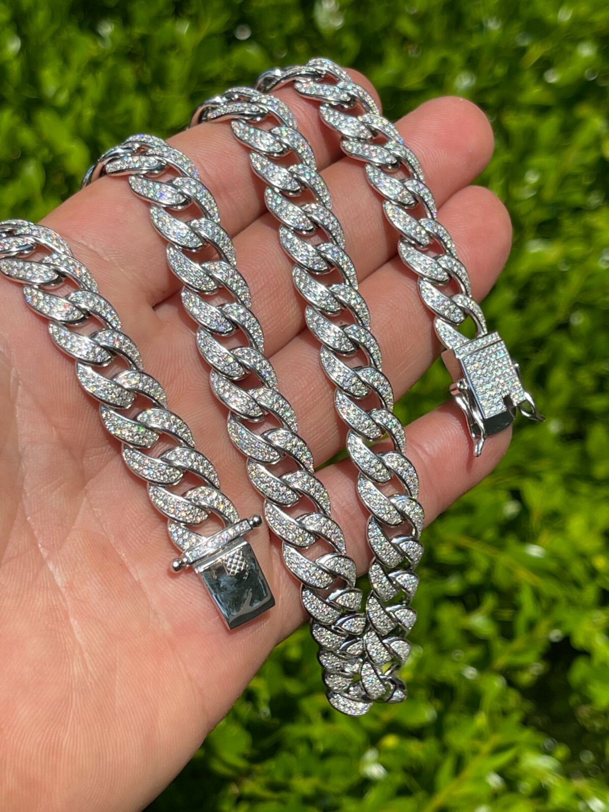 Mens Miami Cuban Link Chain Real Iced Moissanite – Passes Tester 12mm