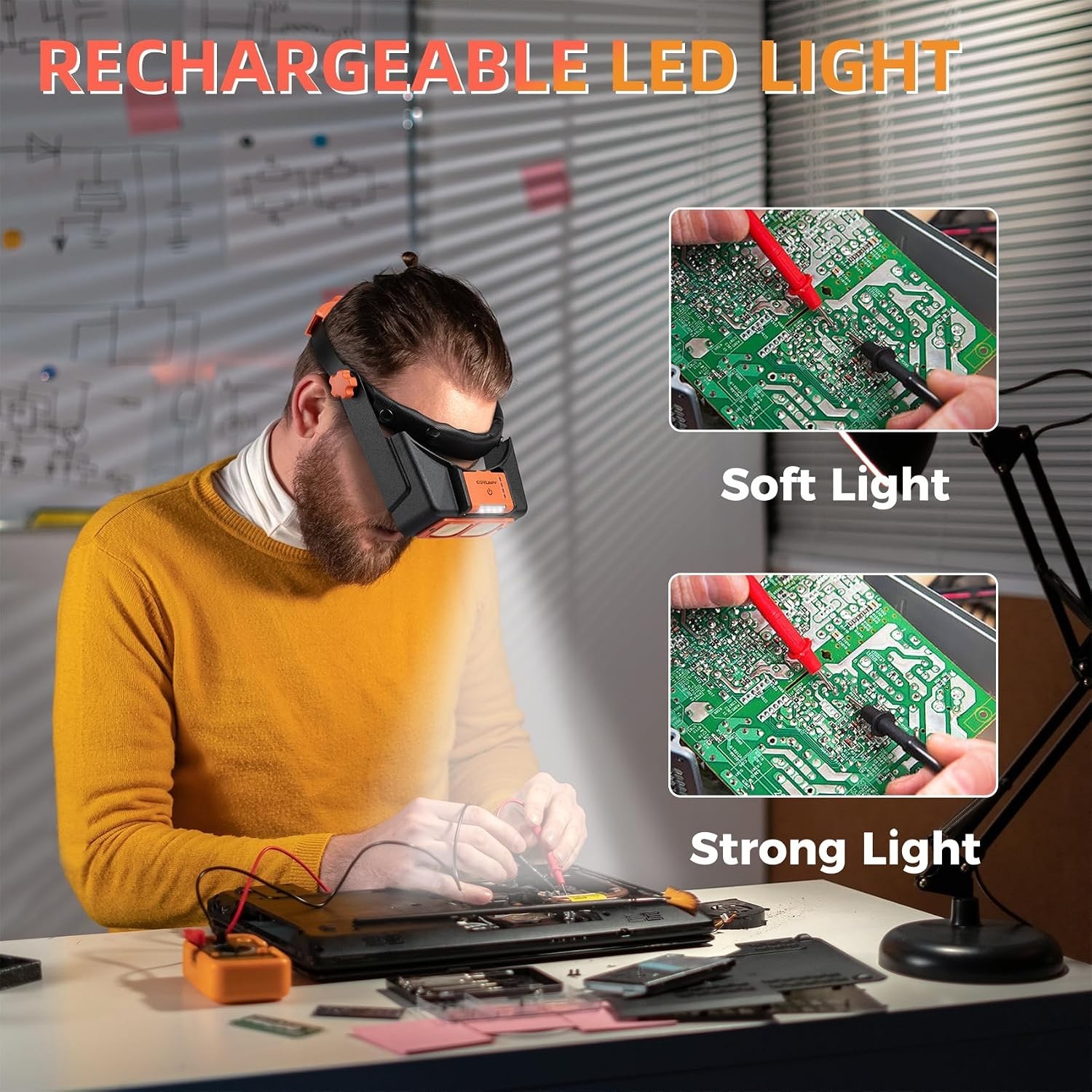 Headband Magnifier with Light Jeweler Magnifying Glass Loupe Visor Optivisor NEW