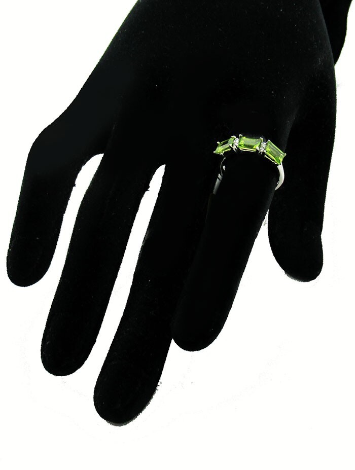 GENUINE 2.34 Cts PERIDOT & DIAMOND RING 10k WHITE GOLD – Free Appraisal Service