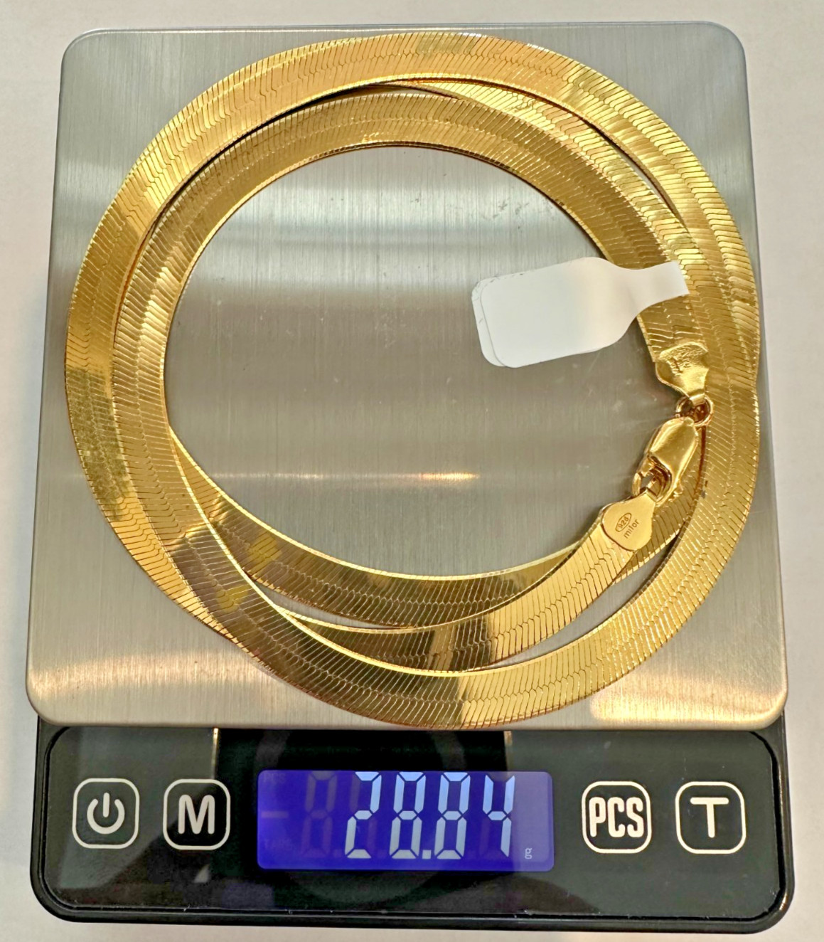 7mm Flexible Herringbone Chain Necklace 925 Italy. 28.84 g. 30 in.