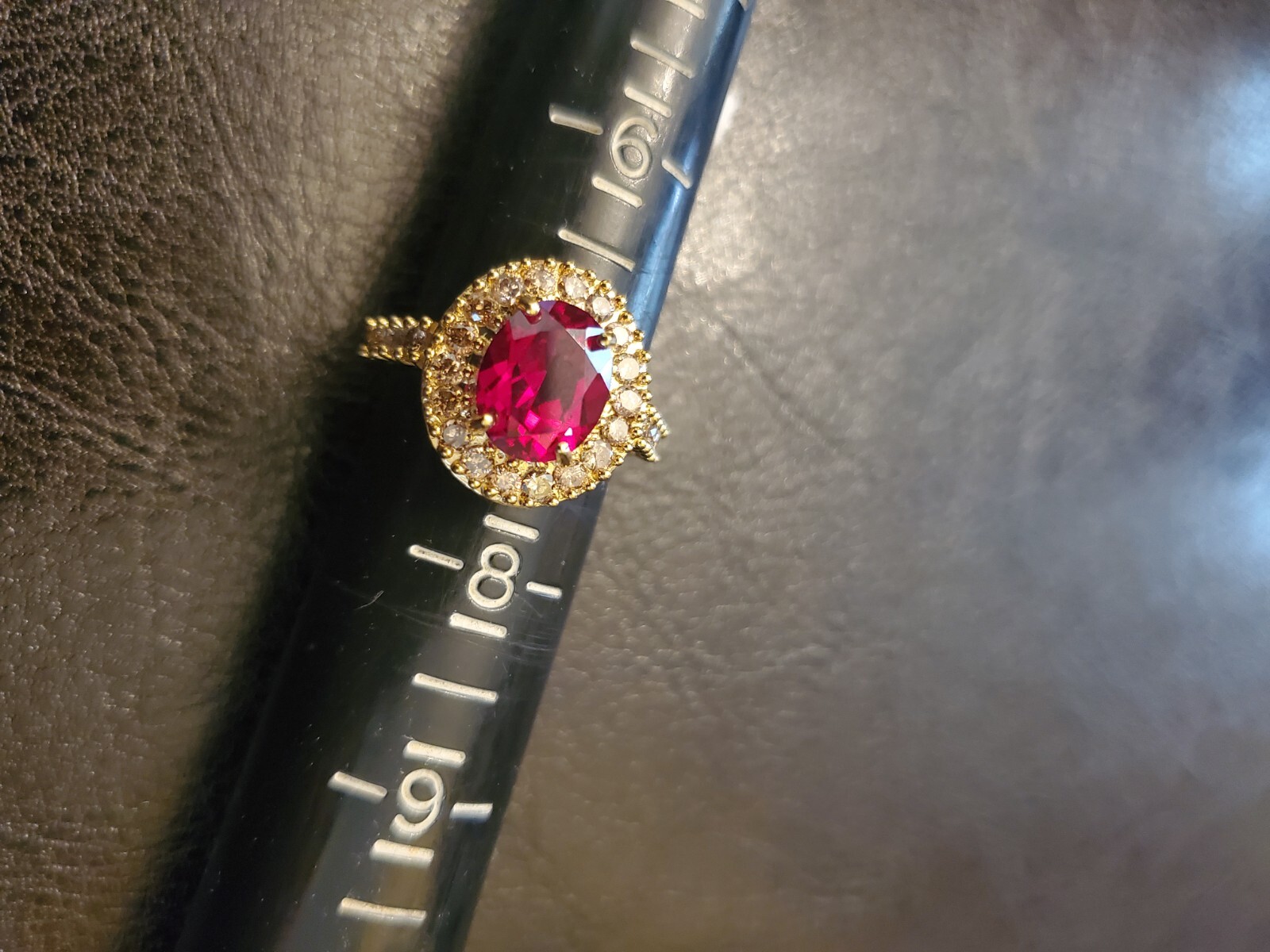 2.80 CT LAB CREATED RUBY & 4/5 CT DIAMOND 14KT SOLID YELLOW GOLD SIZE 7