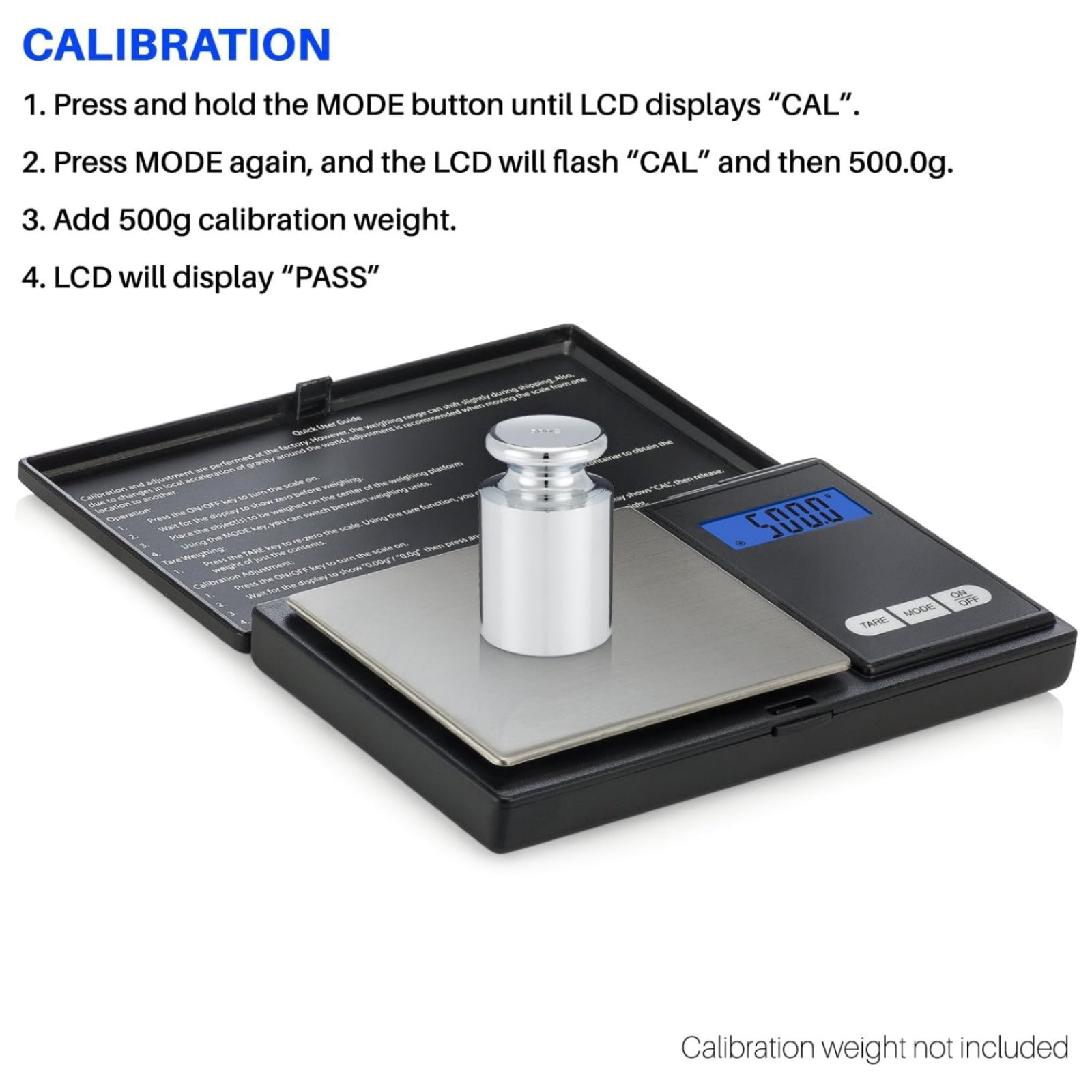 1000g/0.1g Digital Pocket Scale with Stainless Steel Platform for Kitchen Use
