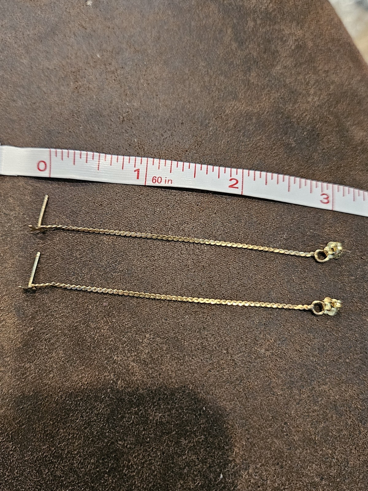 Vintage 1/20 14K Gold Filled S-Link Serpentine Chain Dangle Loop Earrings 2.5″