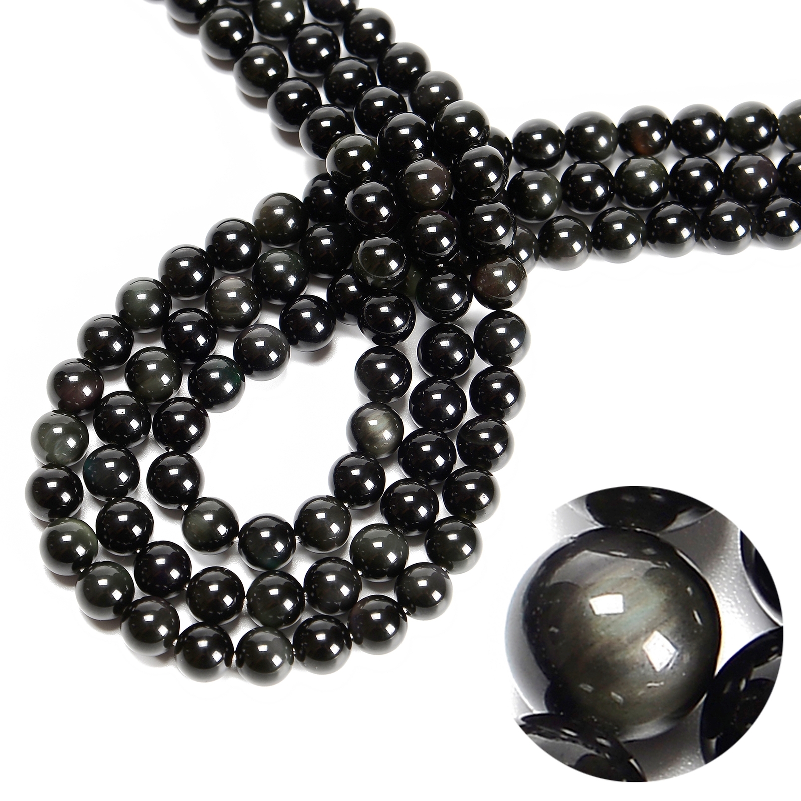 Rainbow Obsidian Smooth Round Beads 4mm 6mm 8mm 10mm 12mm 15.5″ Strand