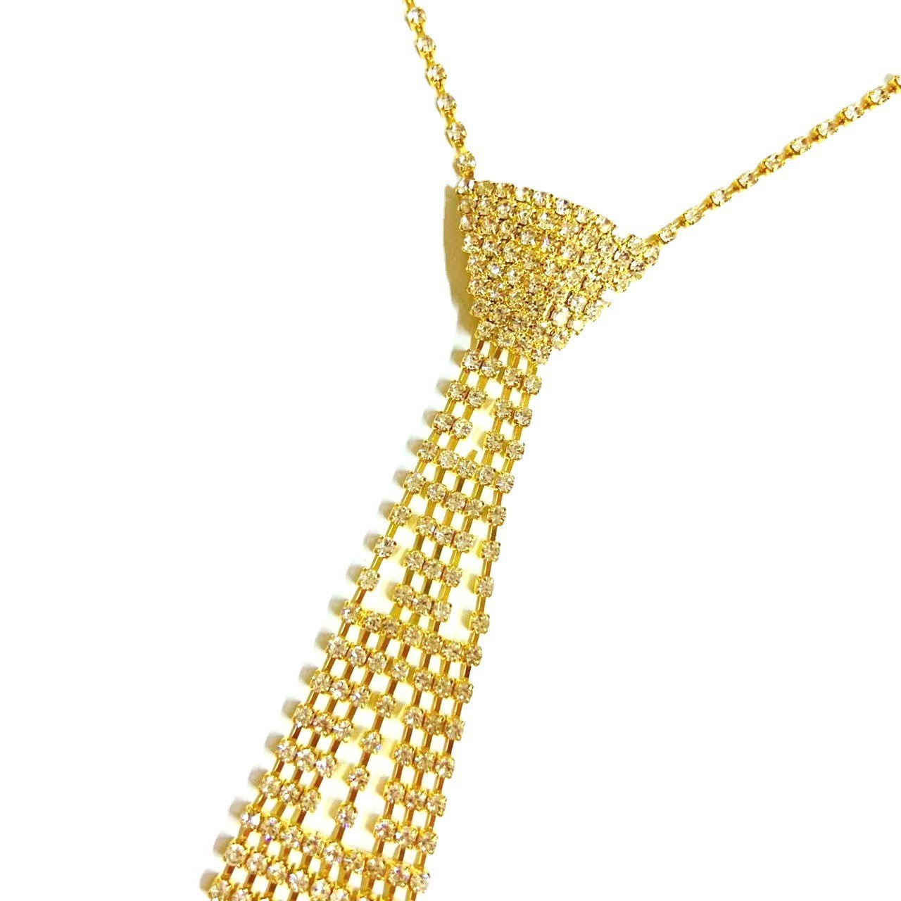 Women Sexy Rhinestone Crystal Bling Necktie Bow Tie Choker Necklace Adjustable